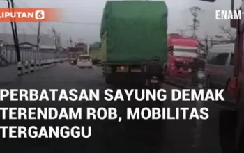 VIDEO: Detik-detik Perbatasan Sayung Demak Terendam Banjir Rob, Mobilitas Terganggu