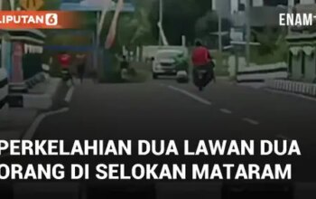 VIDEO: Detik-detik Perkelahian Dua Lawan Dua Orang di Jalan Selokan Mataram