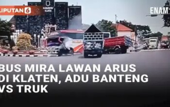 VIDEO: Detik-Detik Bus Mira Lawan Arus Adu Banteng vs Truk di Klaten