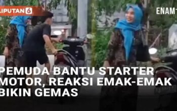 VIDEO: Viral Pemuda Bantu Emak-Emak Starter Motor, Endingnya Bikin Gemas